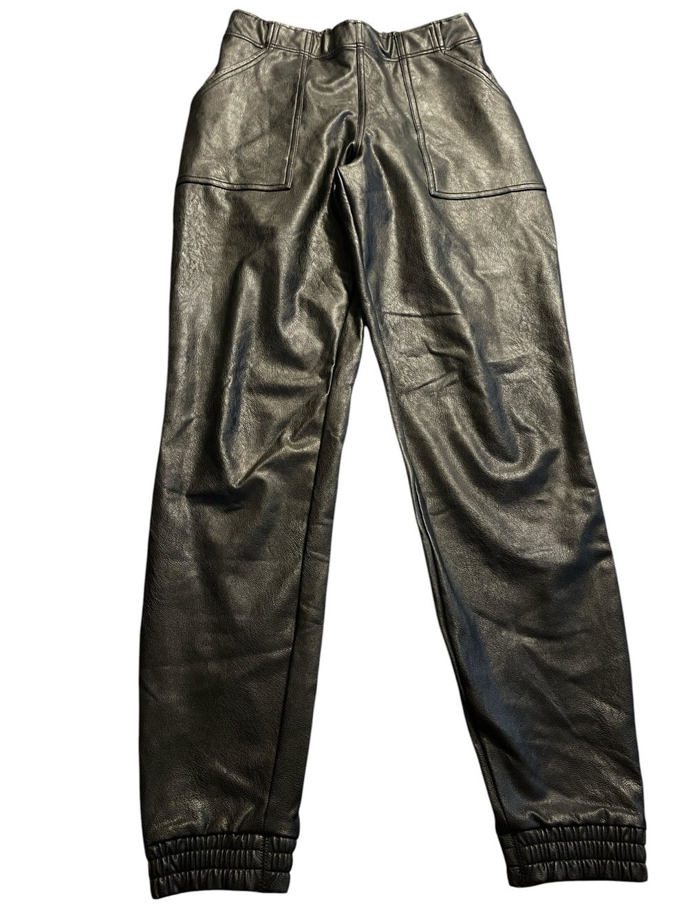 SPANX Leather-Like Joggers in Noir Black Size Small